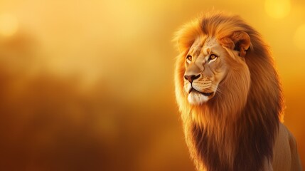 Naklejka premium majestic lion isolated on a bright background with natural sunlight 