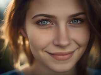 Fototapeta premium AI smiling portrait: a mid-20s Canadian female