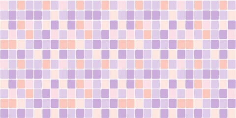 Fototapeta premium Lilac and peach tiles pattern background, clean and flat surface texture, white background