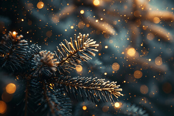 Snow-covered branches of the Christmas tree. Christmas background.