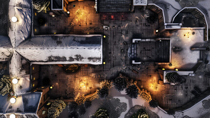 Christmas Battle Map - DnD, RPG Map for Dungeons and Dragons, Game Background, Top View, Winter