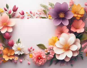 Blooming Spring Flowers with White Copyspace Perfect Background for Inspirational Quotes and Messages