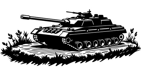 Tank Silhouette Design: Dynamic Military Vehicle Image for Posters