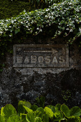 Old stone street sign in Funchal in Madeira, Portugal 