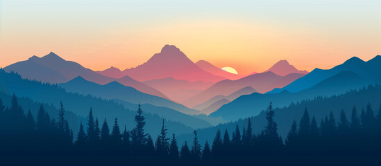 scenic background painted in cartoon style, for banner design, Ai Generated Images