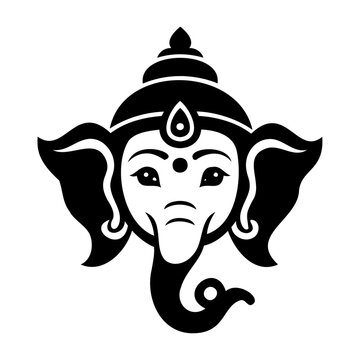 black ganesha head icon clip art preview