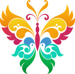 Obraz premium Vibrant damask butterfly stencil clipart adds elegant flair. 