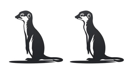 Naklejka premium black silhouette of Meerkat illustration icon for logo, isolated on white background