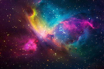 Naklejka premium A Stellar Nebula With Vibrant Colors and Scattered Stars