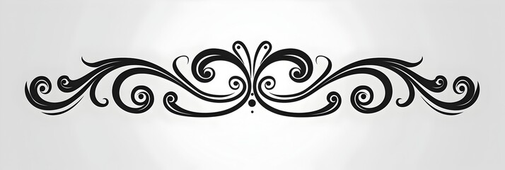 Minimalist Black Decorative Curly Scroll with Swirls Background
