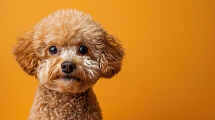 Portrait of a Small Brown Dog with Curly Fur
