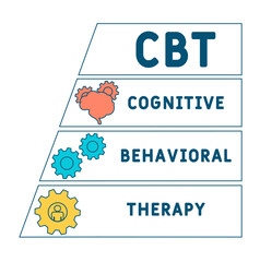 CBT - cognitive behavioral therapy acronym. Medical concept background. vector illustration concept with keywords and icons. lettering illustration with icons for web banner, flyer, landing