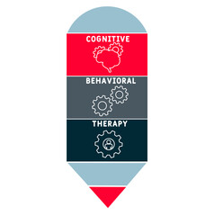 CBT - cognitive behavioral therapy acronym. Medical concept background. vector illustration concept with keywords and icons. lettering illustration with icons for web banner, flyer, landing