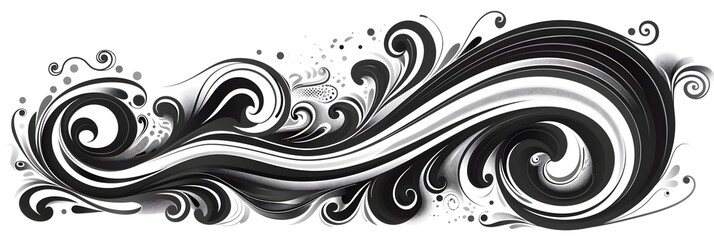 Fototapeta premium Elegant Black Doodle Cursive Letter with Swirls on White Background
