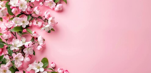 Obraz premium Delicate Pink Blossoms on a Pastel Background