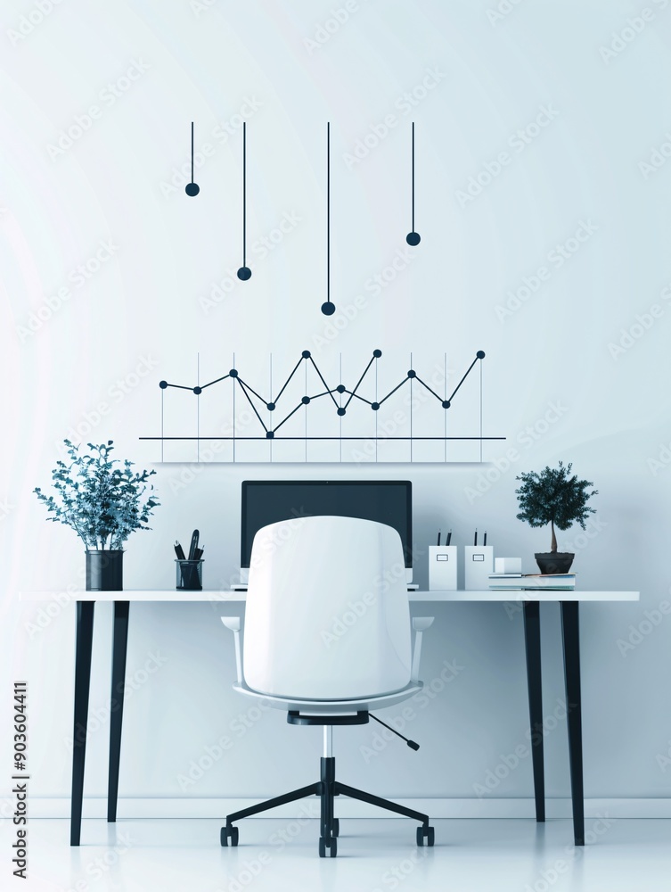 Poster an office with seo graphs and business charts, emphasizing content creation