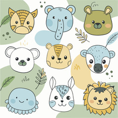 cute cartoon animals seamless pattern  Adobe Illustrator Artwork