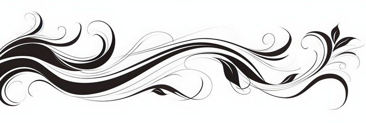 Elegant Flowing Black Cursive Line with Curves and Swirls Minimalistic Graphic