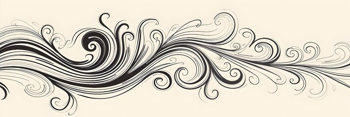 Fototapeta premium Elegant Monochrome Swirl Doodle for Minimalist Design