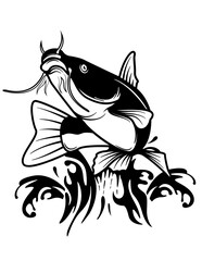 Catfish | Small Angling tournament | Aquatic Animal | Big Catch | Outdoor Scene | Angler dad | Fishing Vibe | Wildlife | Original Illustration | Vector and Clipart | Cutfile and Stencil