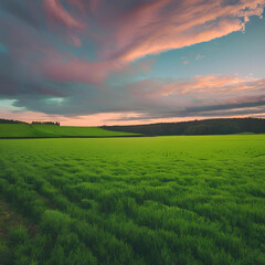 sunset over the field
