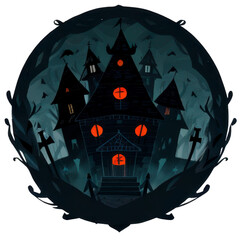 Halloween town isolated on a black background