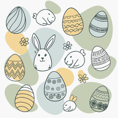 easter eggs and bunnies seamless pattern Adobe Illustrator Artwork