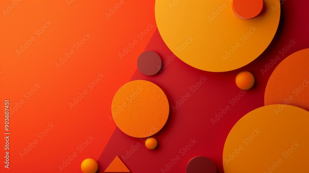 Aufkleber abstract background with orange and red shapes on a flat surface. the shapes represent different siz