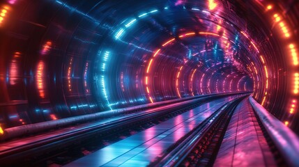 Neon Light Warp Tunnel: Immersive High-Speed Warp Drive at the Speed of Light