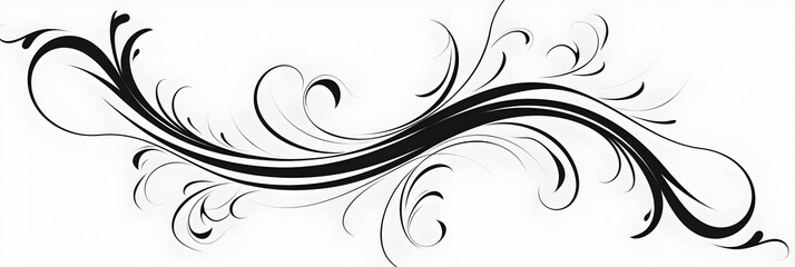 Elegant Cursive Calligraphic Lineart with Swirling Floral Flourishes