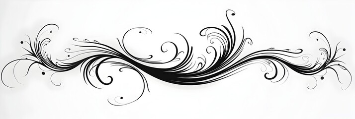 Elegant Flowing Black Cursive Line with Graceful Curves and Swirls Graphic