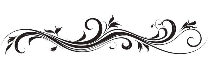 Minimalist Black Decorative Scroll with Swirling Ends for Graphic Design