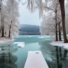 frozen lake in winter