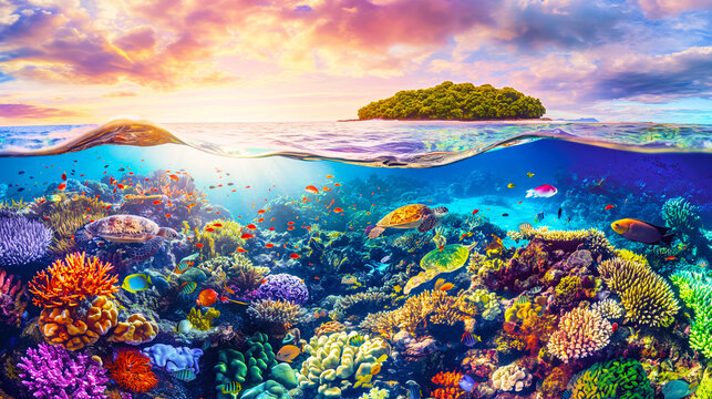 グレートバリアリーフの色彩豊かなサンゴ礁と海洋生物 - オーストラリアの海中風景