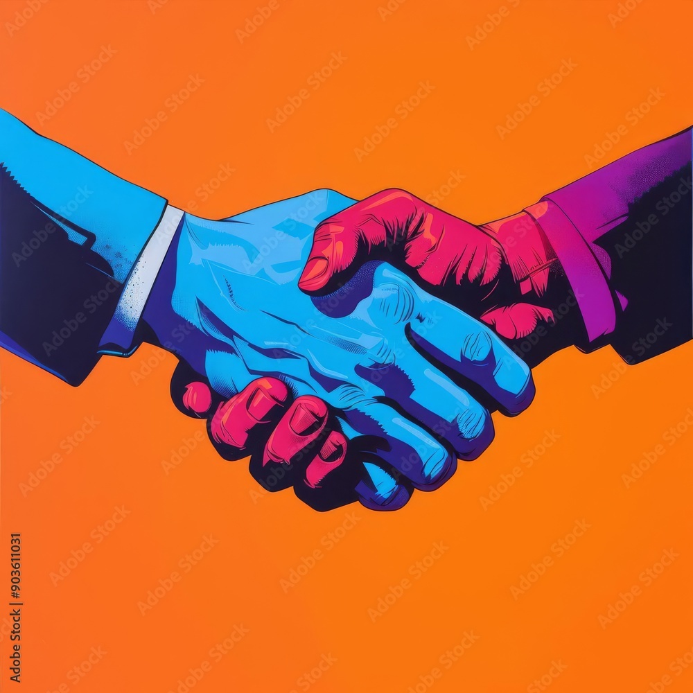 Aufkleber symbolizing agreement and peace a closeup illustration of a handshake representing unity and collabo