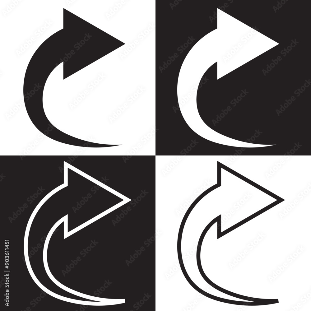 Poster redo icon. back and white or return simple vector sign trendy symbol for design, websites, presentat