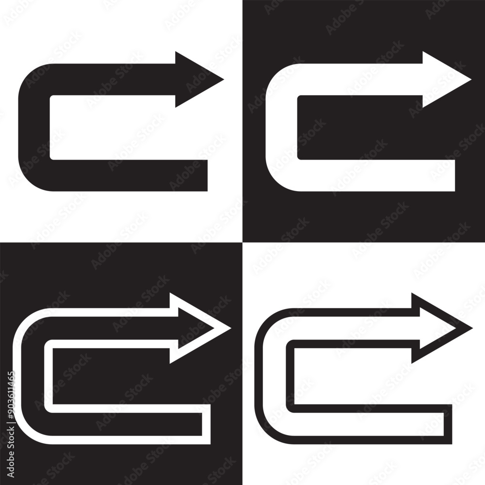 Poster redo icon. back and white or return simple vector sign trendy symbol for design, websites, presentat