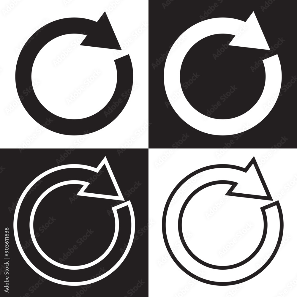 Poster redo icon. back and white or return simple vector sign trendy symbol for design, websites, presentat