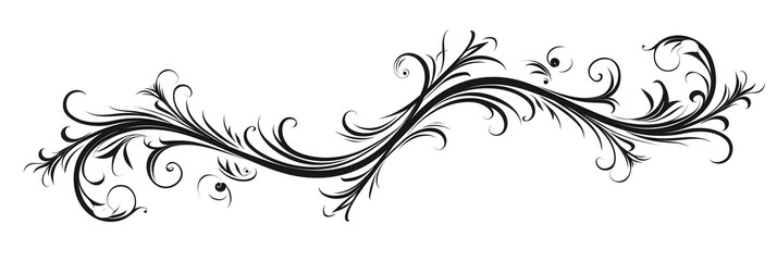 Minimalist Black Decorative Scroll with Small Swirls on Ends Elegant Ornamental Graphic Design