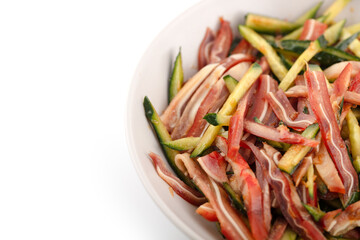 Salad pig ears on a white background