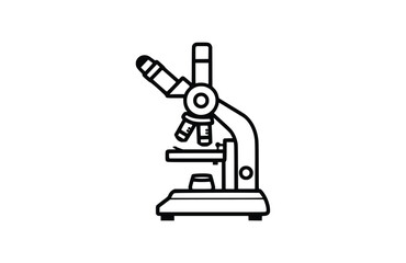 Microscope black icon isolated on white background. Vector illustration.