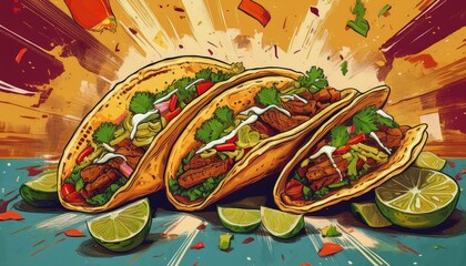 肉と野菜が入ったパリパリのタコス