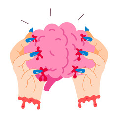 A flat style sticker of brain control 

