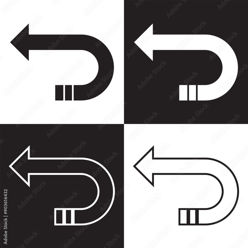 Aufkleber undo icon. back and white or return simple vector sign trendy symbol for design, websites, presentat