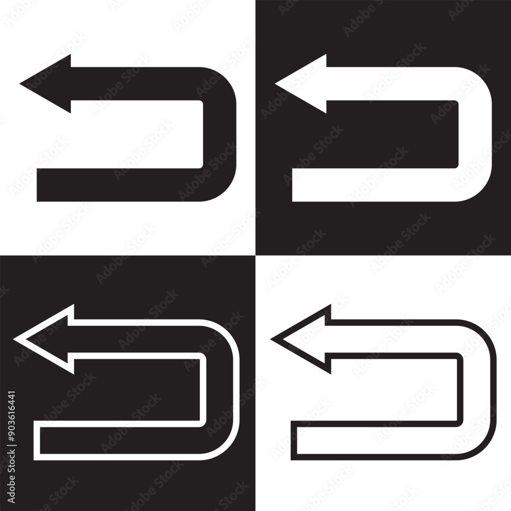 Aufkleber undo icon. back and white or return simple vector sign trendy symbol for design, websites, presentat
