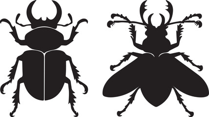 Beetle insect silhouettes vector illustration 