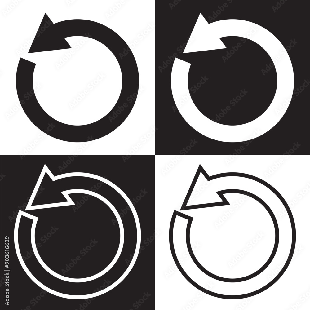 Poster undo icon. back and white or return simple vector sign trendy symbol for design, websites, presentat