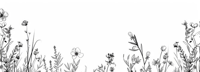 Black and White Floral Illustration