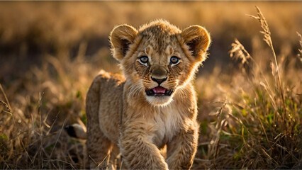 Obraz premium The LION king of the jungle muscular bodies, deep chests, and large head Social animals, lions live in groups 