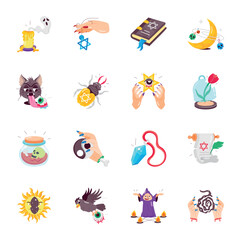 Naklejka premium Basic RGPack of Creepy Elements Flat Style StickersB